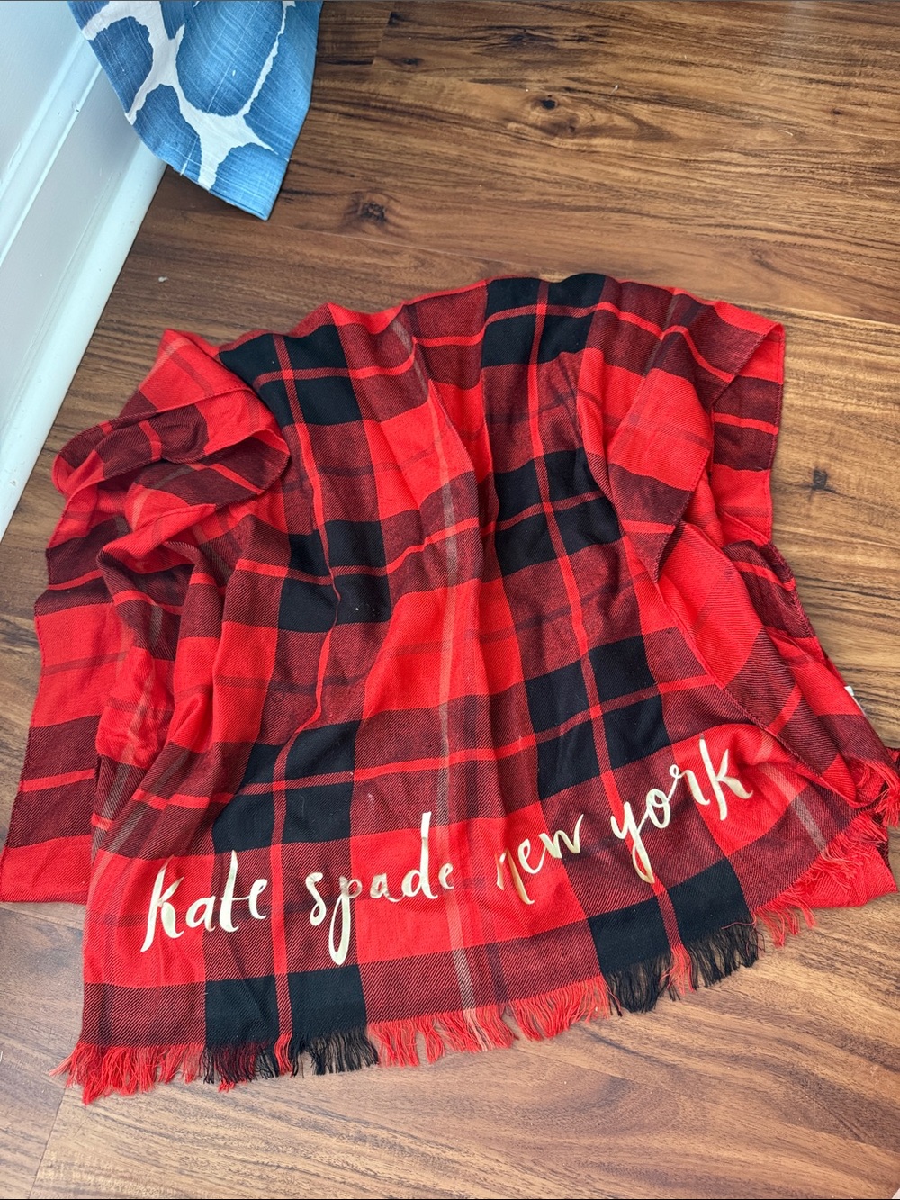 kate spade red and black plaid scarf wrap